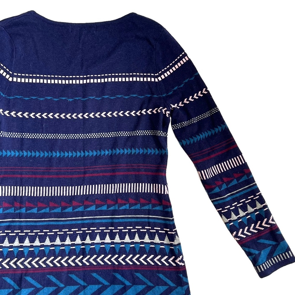 Krimson Klover Sz M Fair Isle Merino Wool Silk Knit Tallchief Blue Sweater Dress - Picture 10 of 14